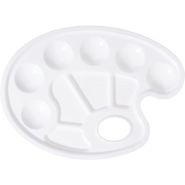 Vit - 1 st Oval plastfärgbricka