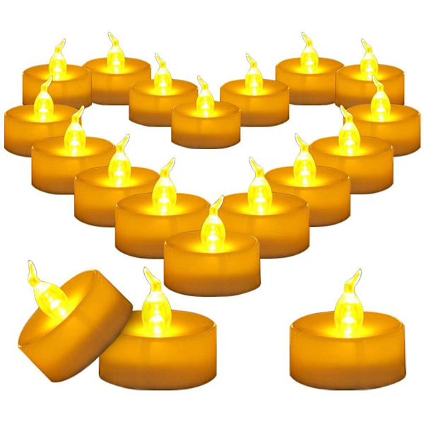 12 stk. flammefri LED-lys, gratis 12 stk. hulmønstret papir - varm gul - batteridrevet - langtidsholdbar - til bryllup, ferie, fest, boligindretning
