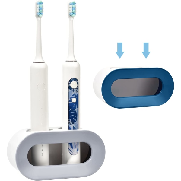 Elektrisk tannbørsteholder sett med 2, veggmontert drenerbar el
