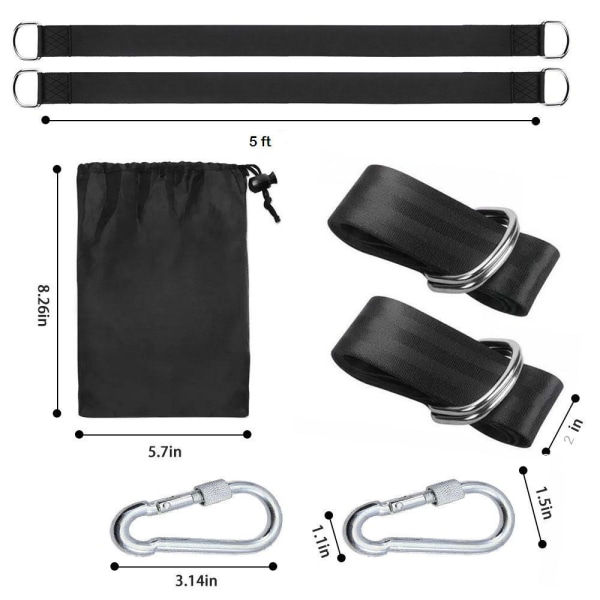 Hengekøye Stropp, Hengekøye Stropp 2x150CM med 2 D-Hook Karabiner
