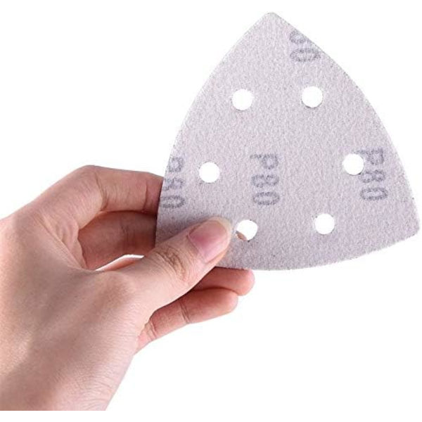 Sats med 72 delta-slippapper trianglar - 6 hål - 93 x 93 x 93 mm -