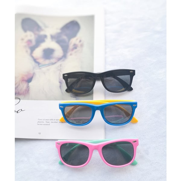 Polariserte solbriller for barn (grønne ben med rosa innfatning), flexib