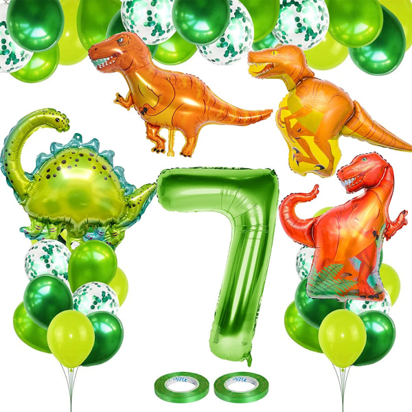 4-vuotissyntymäpäivä Dino-ilmapallot, 100cm 4 jättiläisnumerofoliopallo