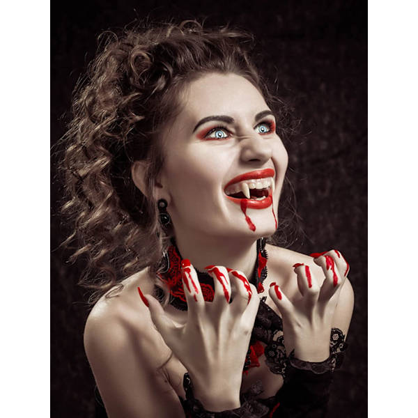 2 st Retractable Halloween Vampire Luminous Fangs, Reusable Dent