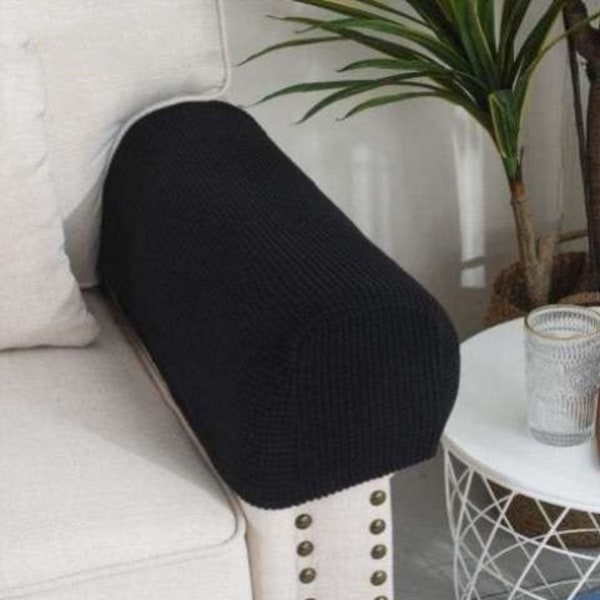 2 st Stretch soffarmstöd Full wrap soffskydd (svart)