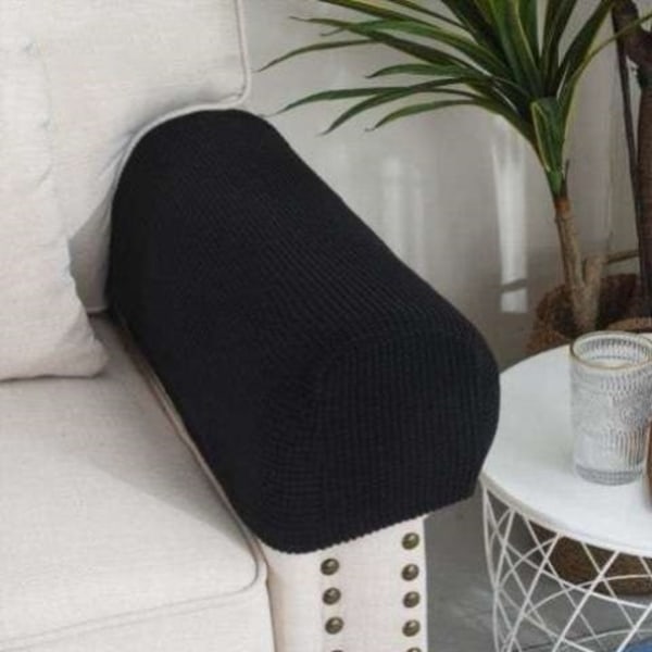 2 stk Stretch sofa armlener Full wrap sofabeskytter (svart)