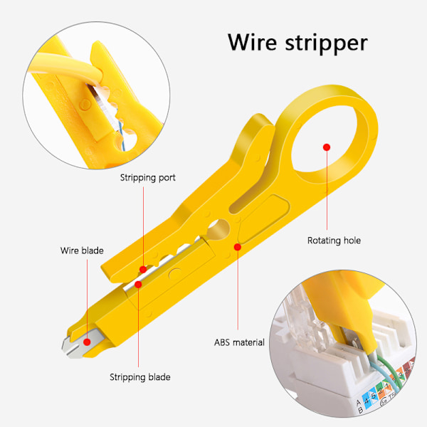 Bærbar RJ45 RJ11 RJ12 netværksreparationssæt med kabeltester