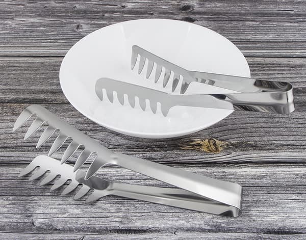 2-pack pastatång, serveringstång i rostfritt stål, S