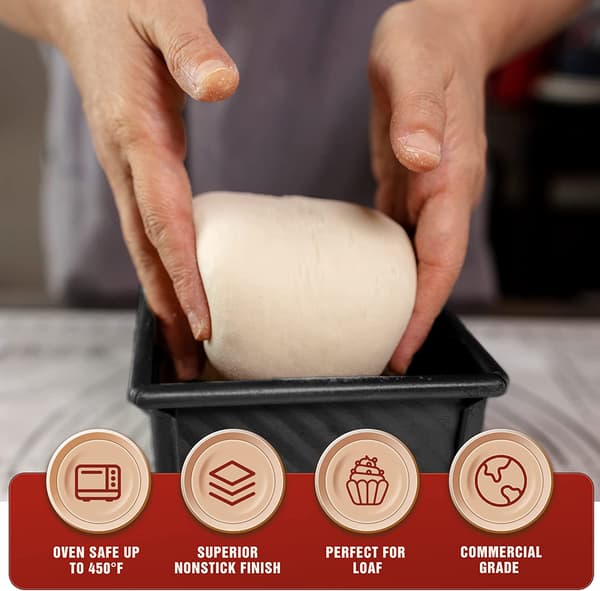 Sort brødform med låg, 1 lb dejkapacitet non-stick bageform
