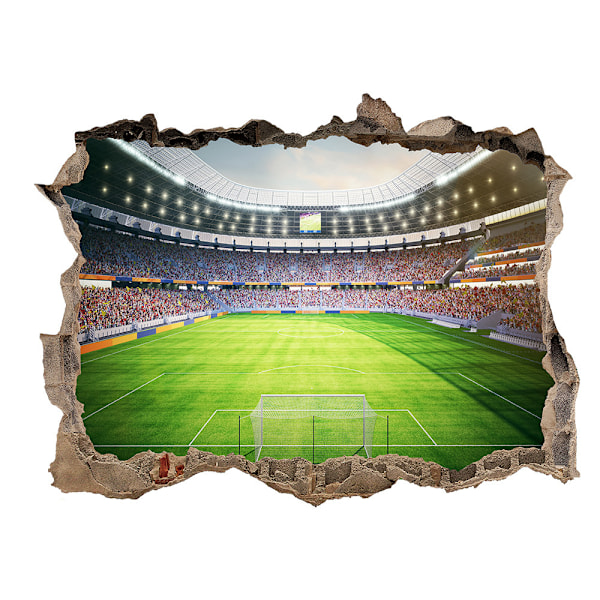 3D Fodbold Arena Vægklistermærke til Stue, 3D Fodboldbane Vægklistermærker, Børneværelse Stadionplakat, Farverigt Fodbold Vægklistermærke til
