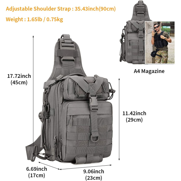 Tactical Sling Chest Pack Molle Daypack Mini Rygsæk Assaul