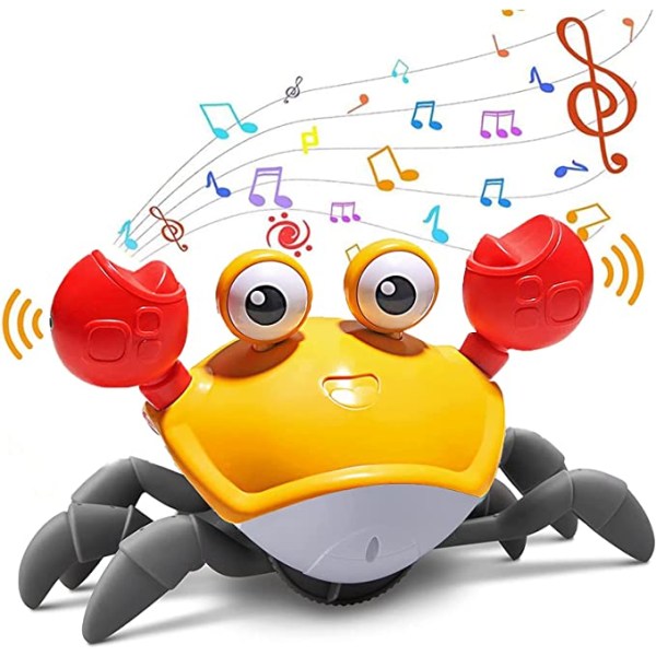Krabbe-babylegetøj med musik og LED-lys, dansende krabbe