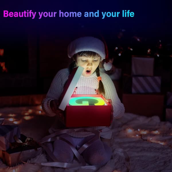 Lysande bokstäver USB-driven, LED-bokstavslampor färgskiftande bokstavsskylt present E