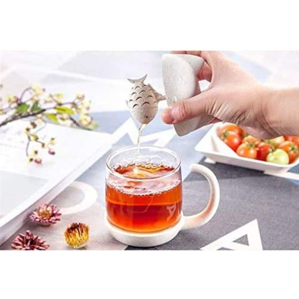 Mister Le Chat - Kattformet tekopp i glas med fiskformad teinfuser