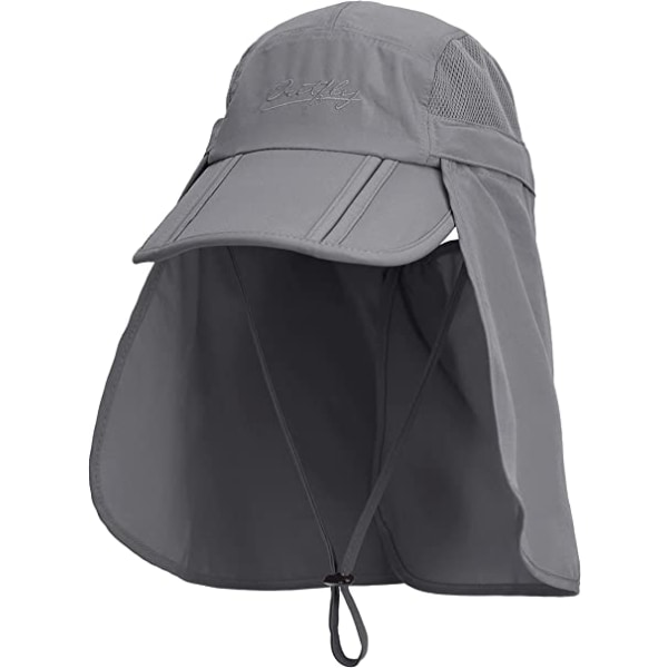 Dypgrå-unisex Safari-caps med ekstra lang halsbeskyttelse 360°