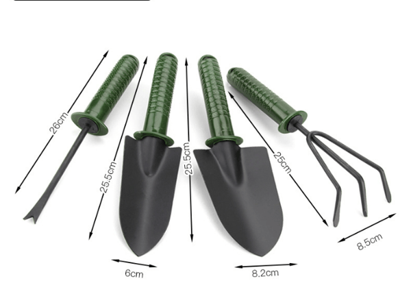 Mini hageverktøy, liten rive og spade, liten spade, rive og sp