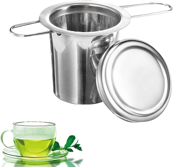 1 stk. rustfrit te-filter i rustfrit stål med fint hul og sammenklappeligt design,