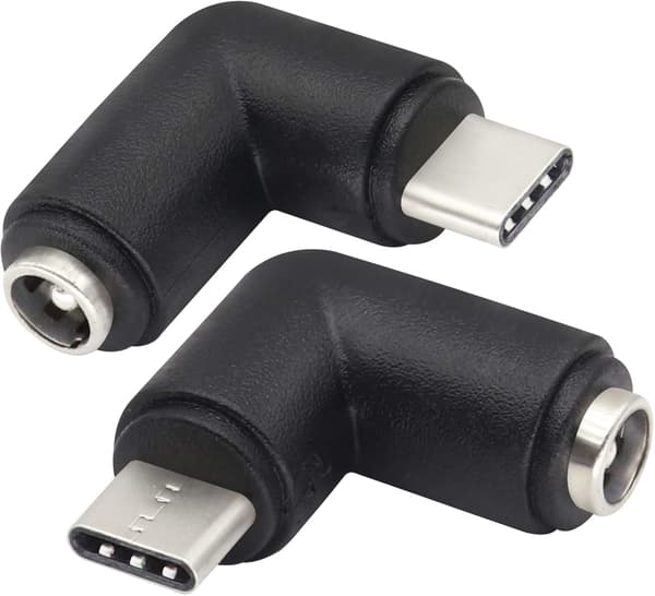 (2-pak/Type C) 90 Grader Type C USB Han til DC 5.5x2.1mm Stikkontakt Hun DC Barrel Jack Strømadapter Type C Co