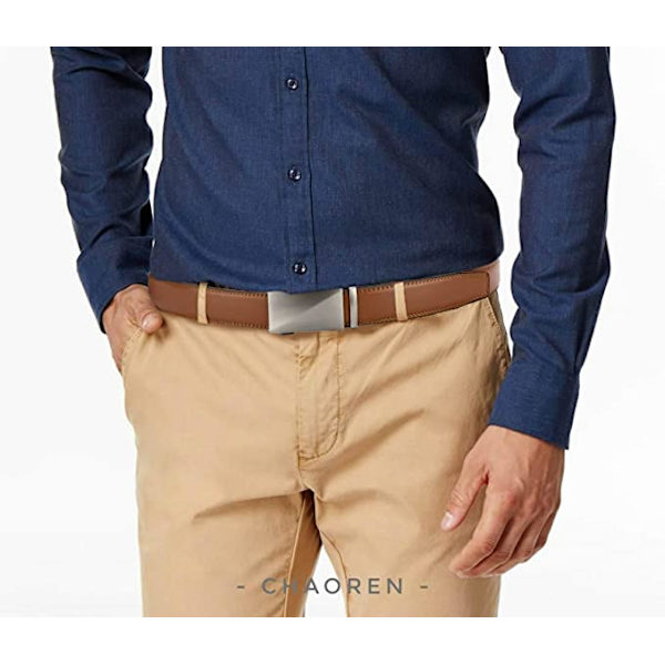 Mænds Rem, Klikspænderem til Kjole med 1 3/8\" Ægte Læder, Jeans B