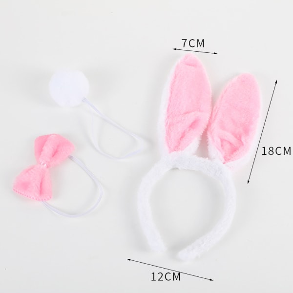Set med 3 rosa kaninöron pannband plysch öron pannband kanin hai