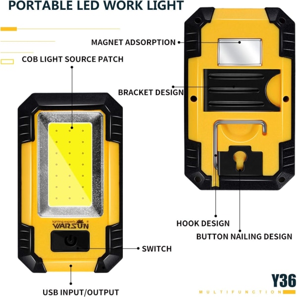 Ladattava LED-työvalo, magneettinen mekaaninen valo, kannettava,