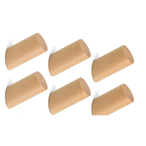 TDDL 6-pack Träväggkrok Cylindrisk Träkrok 6