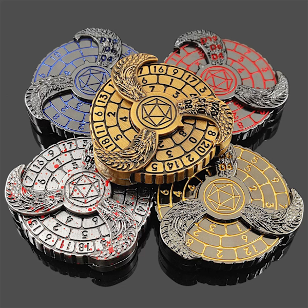 7 i 1 Fingertip Gyroskopisk DND Terninger Roulette (Sort og Guld)