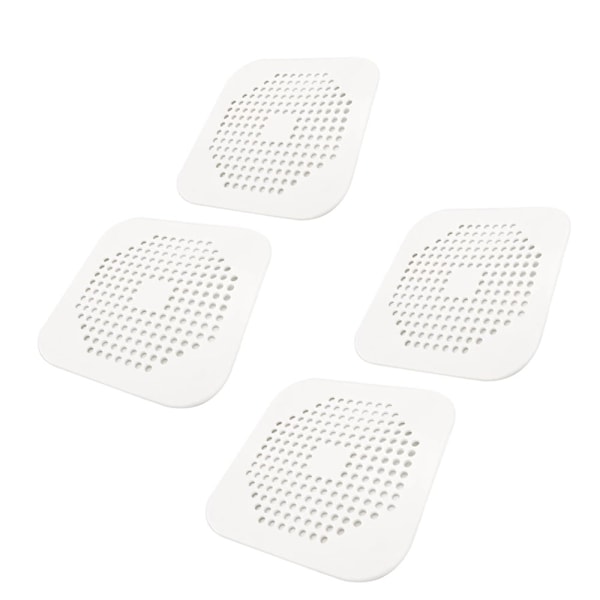 Kvadratisk Duschavloppslock 5,7 Tum TPR Avloppsfångare Silikonplatt Stopp 4-pack (Vit)