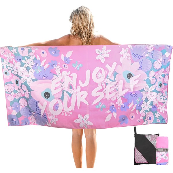 Pink Camping Microfiber Beach Towel Large,160 * 80CM Quick Dry S