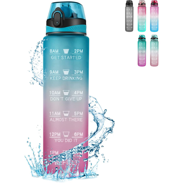 Water Bottle 1L BPA Free  Sport Drink Bottle Motivational Water