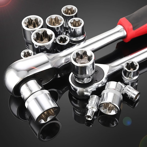 Torx-naarasokettilaatikko 1/4\" 3/8\" 1/2\", Torx E-profiilisoketteja E4, E5, E6, E7, E8, E10, E11,