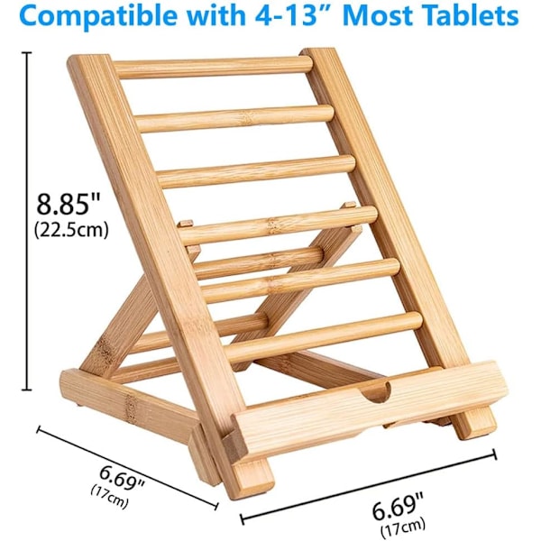 Bamboo-tabletti- ja puhelinjalusta, yhteensopiva työpöydän kanssa, yhteensopiva iPhone, iPad, tablettien ja kaikkien puhelimien kanssa (2)
