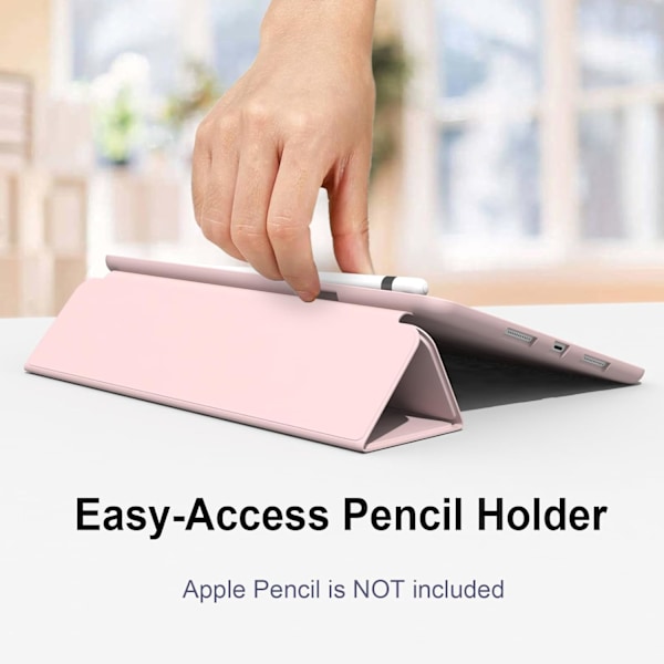 Vaaleanpunainen, Suojakotelo iPad10.2/iPad10.5/iPad9/iPadAri3:lle, Ohut ja pehmeä kolmiosainen taitettava jalusta, älykäs kotelo automaattisella lepotilalla/herätyksellä