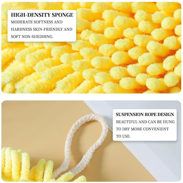 Handduk - Mjuk och fluffig mikrofiberhandduk Superabsorberande Snabbtorkande handdukar för kök och badrum (4 färger, gul, rosa, blå, grå)