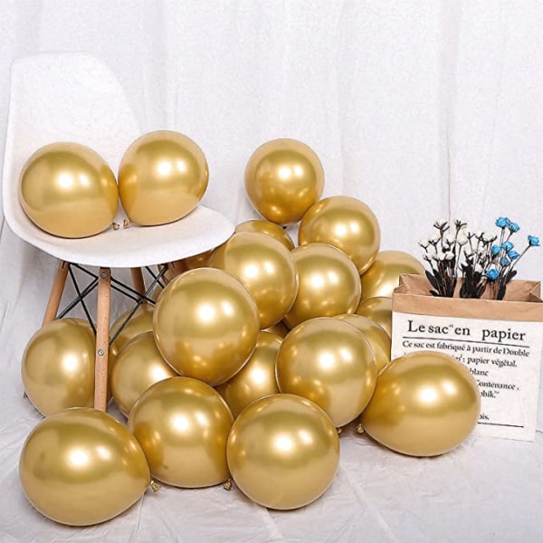 Gullballonger, 50 pakke metallgullballonger 12" kromgullballong