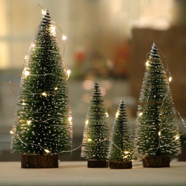 Artificial Mini Christmas Tree,4pcs Bottle Brush Christmas Tree,