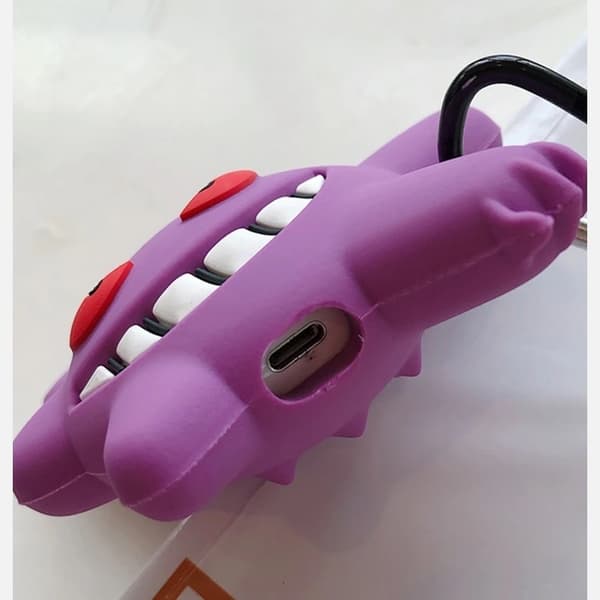 Bluetooth-headsetdeksel 3D lilla monster for Airpod-etui