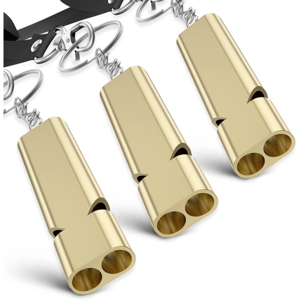 3 Golden Whistle Sets, Survival Whistle, Emergency Whistle, Refe