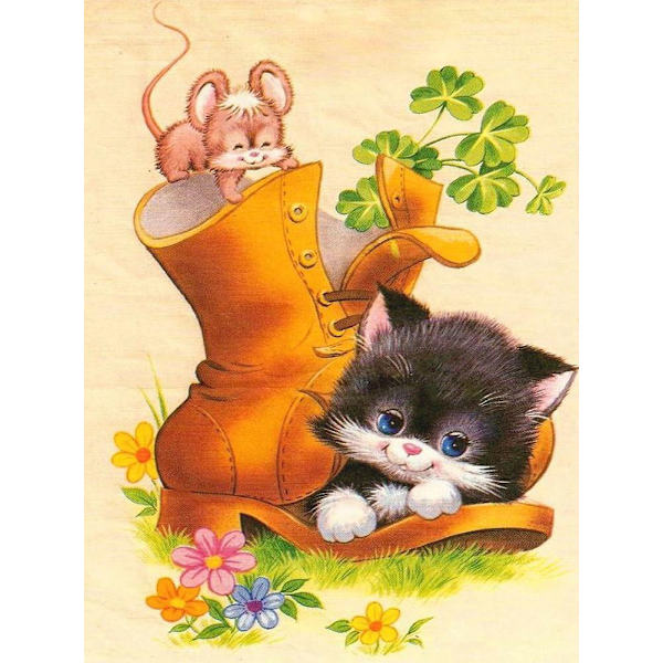 30x40CM Käsintehty 5D Taiteellinen Timanttimaalaus - Boots the Cat, su