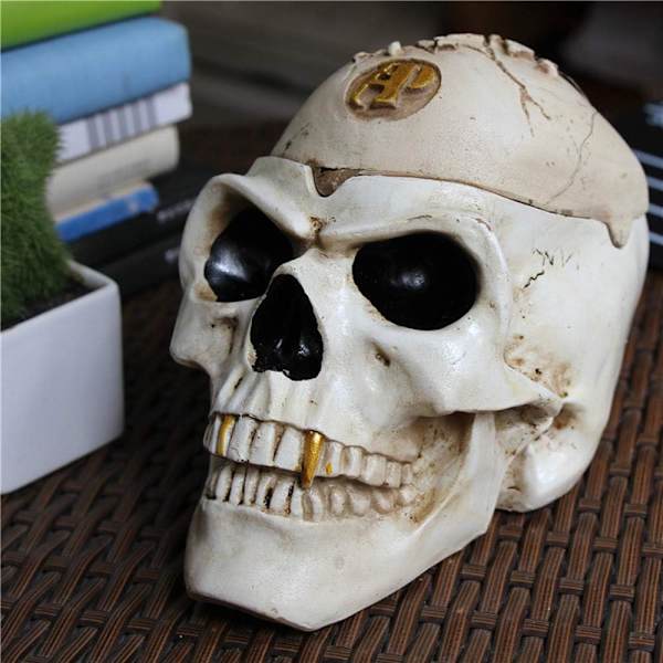 Taro käsin maalattu hartsista valmistettu pääkallotuhka-astia kannella Halloweenia varten Kauhistuttavat Halloween-koristeet Sisä- ja ulkokoriste Käsin maalattu