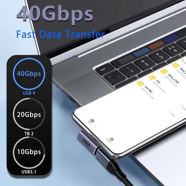 40 Gbps:n USB-C-sovitin, 90 asteen USB-C-uros naarasadapteri