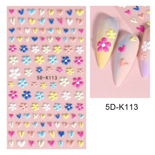 3D Flower Nail Decals Nail Art Nail Stickers Selvklebende 5D De