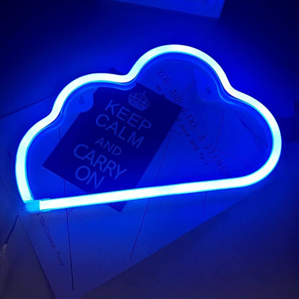 Blå Neon LED Moln Skylt Ljus Dekor, Väggdekor för Jul,