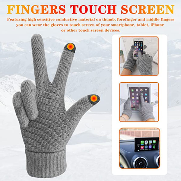 2 par vinter touchscreen handsker til kvinder, varme fleeceforet