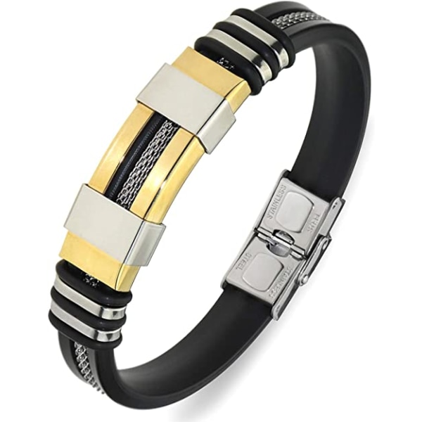 Fashion Punk Titanium Steel Justerbart armband för män (guld) Sil