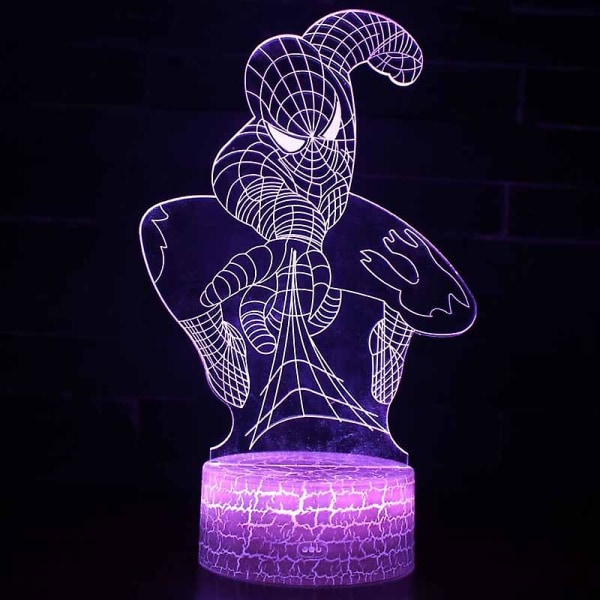 Spiderman 3d Led Illusion Nattljus 7 färger Bytbord