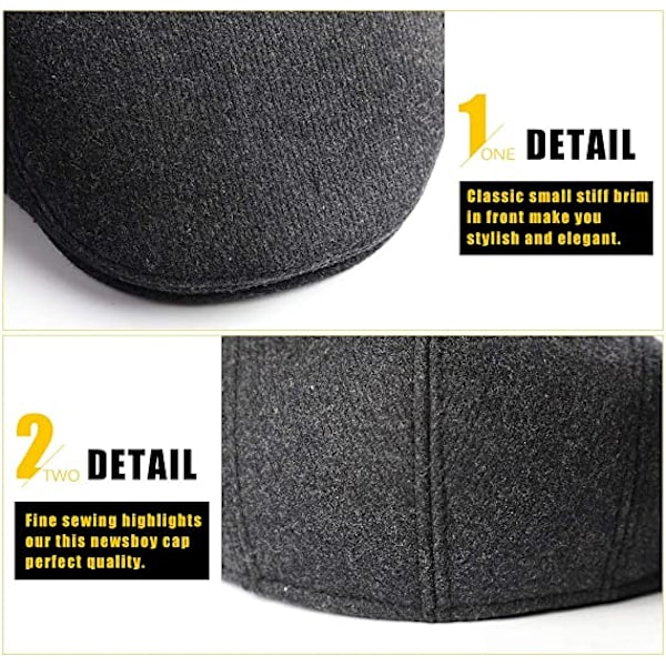 Flat Top Beret Justerbar Flat Top Hat Høst Kort - Solid Grå A