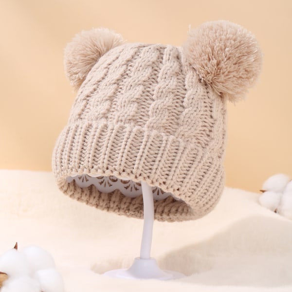 Baby Pullover Hat Dubbel Boll Barnmössa Höst och Vinter