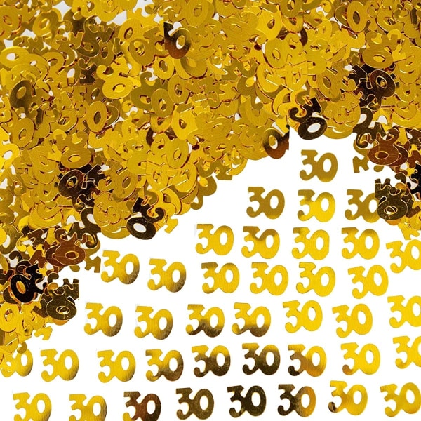 30-års konfetti, gullkonfetti 80 15 g bordkonfetti med