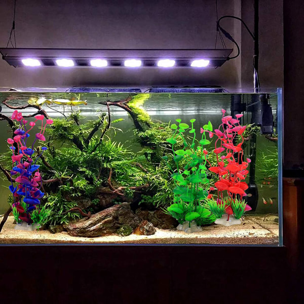 3 stk kunstige akvarieplanter (24 cm), stort plastakvarium